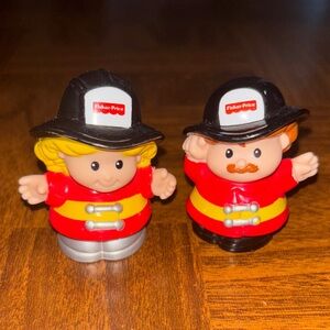 VTG Fisher Price Little People Firefighter Figures Girl firewoman boy fireman